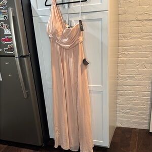 PROM shopping?Buy now! Get this NWT Lulu's Pink One Shoulder Chiffon Dress in XL